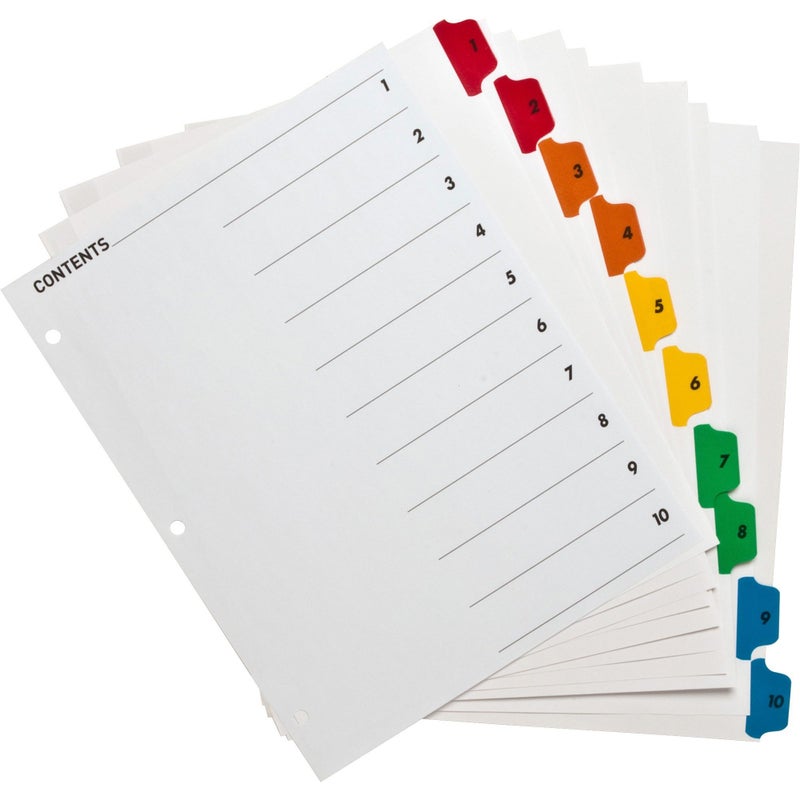 Manaloom 1-10 Tab Dividers for 3 Ring Binders, Table of Contents Page with Customizable Multicolor Table of Content Index Divider, Tear-Resistant - 3 Sets - Image 2